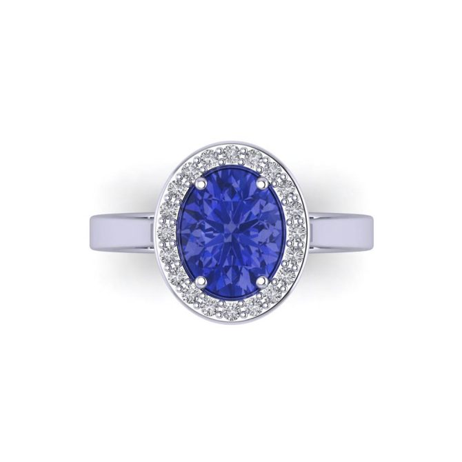 14K White Gold Oval cut Tanzanite Ring 1.27 CTW