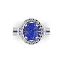 14K White Gold Oval Cut Tanzanite Ring 3.45 CTW