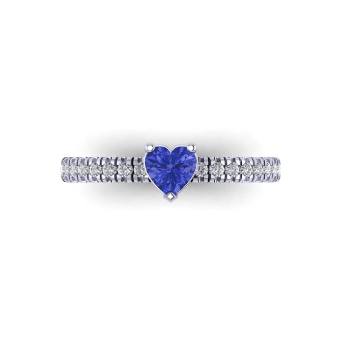 14k White Gold Heart Tanzanite Ring 0.71 CTW