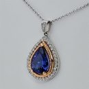 14k White Gold Pear Cut Tanzanite Pendant 7.64 CTW