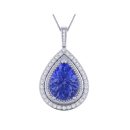 14k White Gold Pear Cut Tanzanite Pendant 7.64 CTW