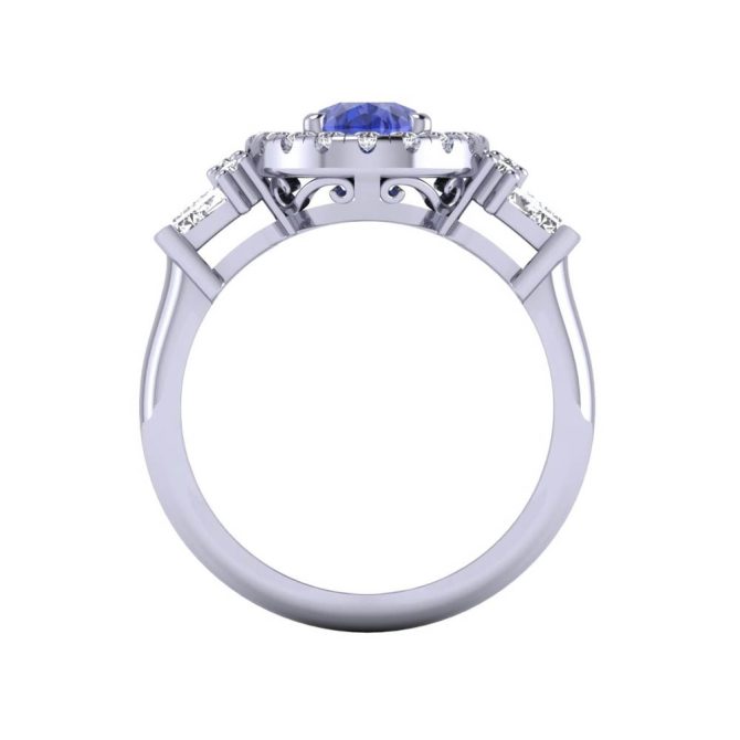 14k White Gold Oval Cut Tanzanite Ring 2.55 CTW