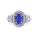 14k White Gold Oval Cut Tanzanite Ring 2.55 CTW