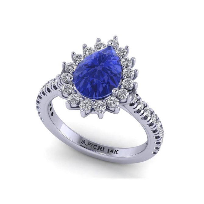 14k White Gold Pear Cut Tanzanite Ring 1.89 CTW