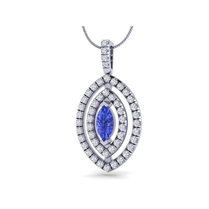 14K White Gold Marquise Cut Tanzanite Pendant 1.57 CTW