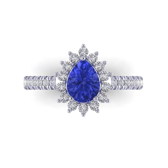 14K White Gold Pear Cut Tanzanite Rings 1.89 CTW