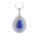 14k White Gold Pear Cut Tanzanite Pendant 6.24 CTW