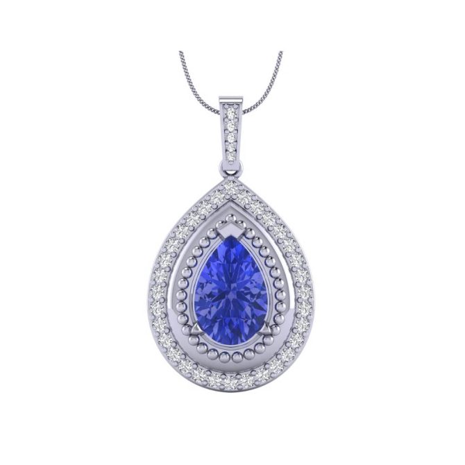 14k White Gold Pear Cut Tanzanite Pendant 6.24 CTW