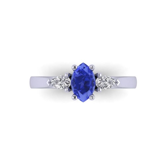 14K White Gold Marquise Cut Tanzanite Ring 1.35 CTW