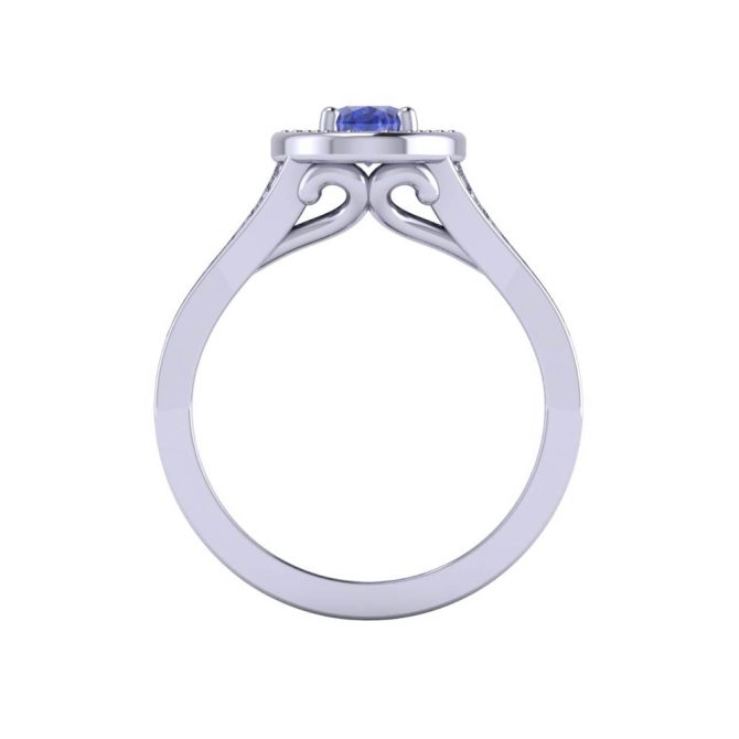 14K White Gold Oval cut Tanzanite Ring 2.16 CTW