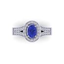 14K White Gold Oval cut Tanzanite Ring 2.16 CTW