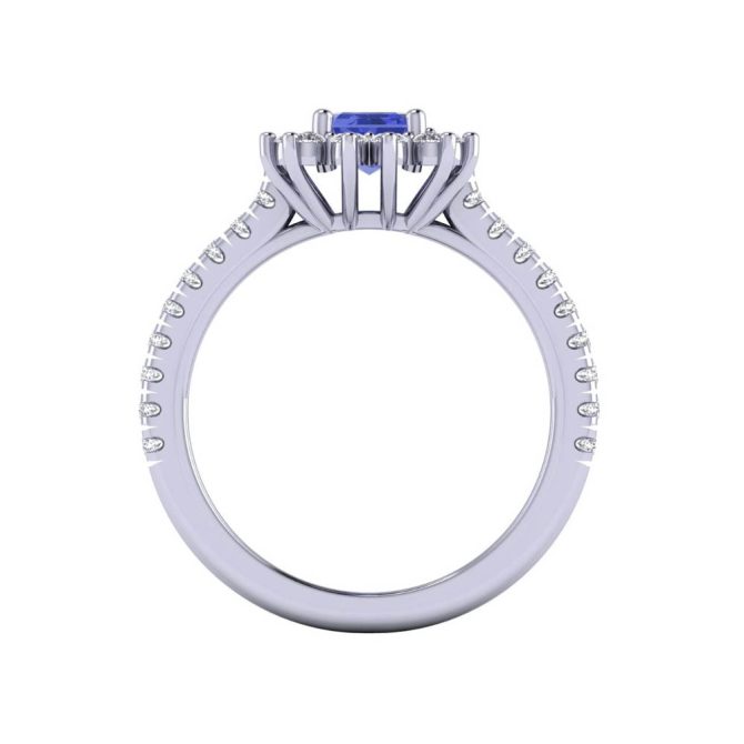 14K White Gold Emerald cut Tanzanite Ring 1.44 CTW