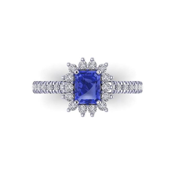 14K White Gold Emerald cut Tanzanite Ring 1.44 CTW