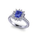 14K White Gold Emerald cut Tanzanite Ring 1.44 CTW