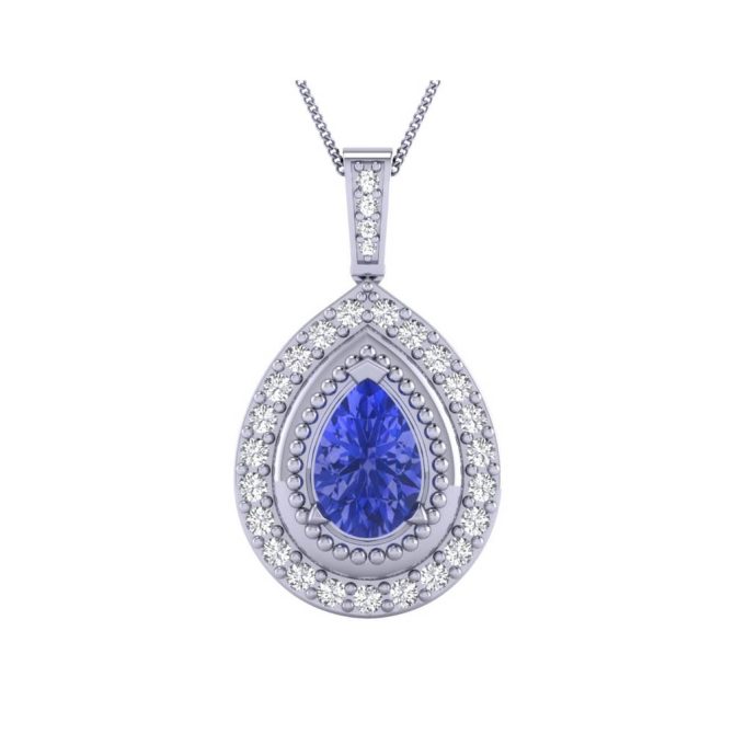 14K White Gold Pear Cut Tanzanite Pendant 2.70 CTW