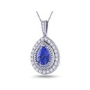 14K White Gold Pear Cut Tanzanite Pendant 2.70 CTW