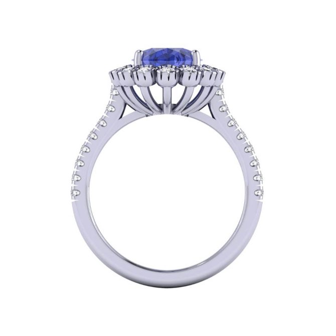 14k White Gold Oval Cut Tanzanite Ring 3.16 CTW