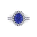 14k White Gold Oval Cut Tanzanite Ring 3.16 CTW