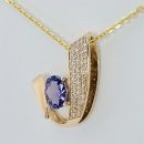 14K Yellow Gold Oval cut Tanzanite Pendant 1.30 CTW