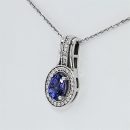 14K White Gold Oval cut Tanzanite Pendant 1.17 CTW