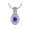 14K White Gold Oval cut Tanzanite Pendant 1.17 CTW