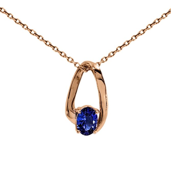 14k Rose Gold Oval Cut Tanzanite Pendant 0.60 CTW