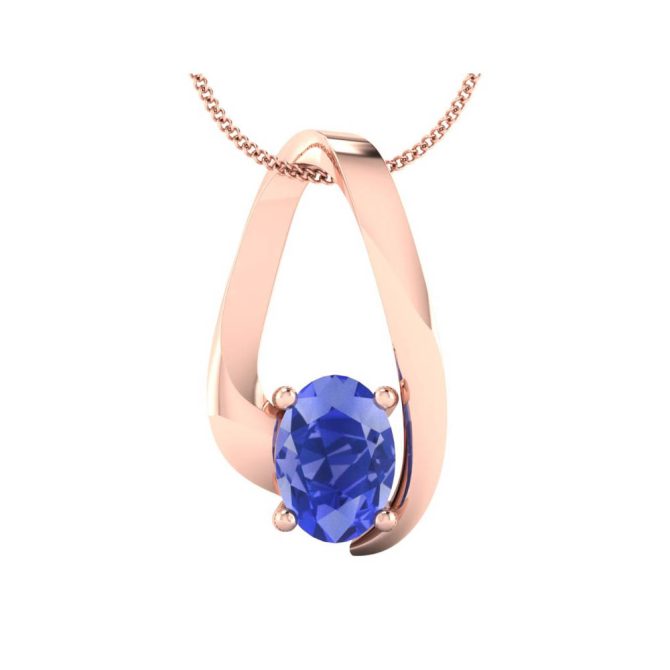 14k Rose Gold Oval Cut Tanzanite Pendant 0.60 CTW