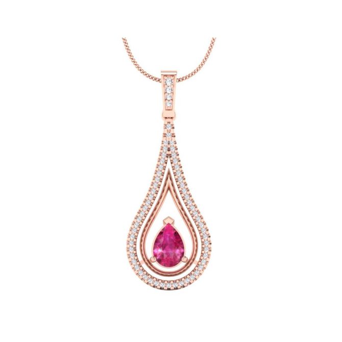 14k Rose Gold Pear Cut Pink Sapphire Pendant 0.95 CTW