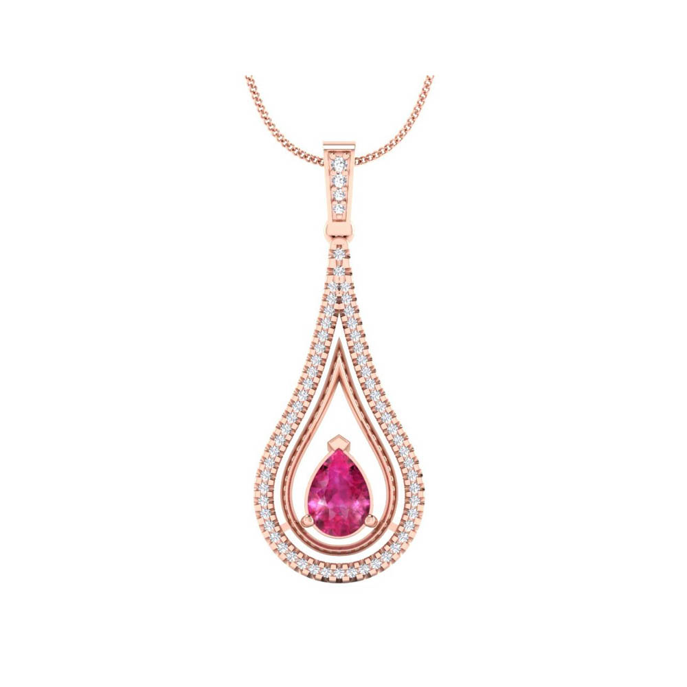 14k Rose Gold Pear Cut Pink Sapphire Pendant 0.95 CTW