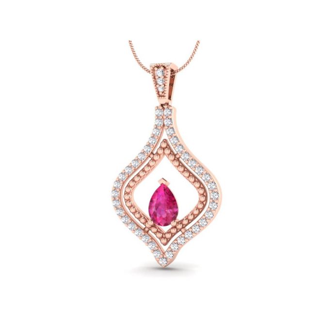 14k Rose Gold Pear Cut Pink Sapphire Pendant 1.19 CTW