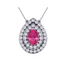 14K White Gold Pear cut Pink Sapphire Pendant 1.87 CTW