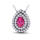 14K White Gold Pear cut Pink Sapphire Pendant 1.87 CTW