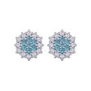 14k White Gold Blue Diamond Earrings 0.80 CTW