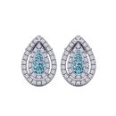 14k White Gold Blue Diamond Earrings 0.70 CTW