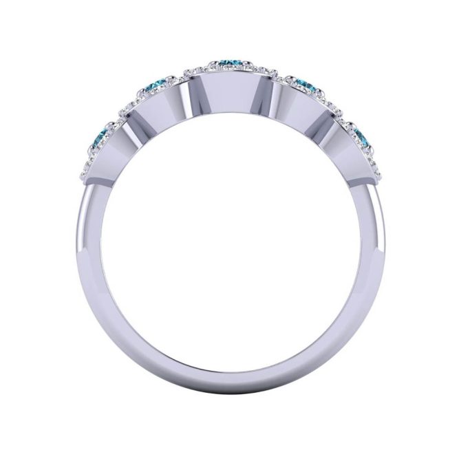 14k White Gold Blue Diamond Band 0.71 CTW