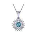 14K White Gold Round Cut Blue Diamond Pendant 0.62 CTW