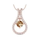 14k Rose Gold Round Brilliant Cut Cognac Diamond Pendant 0.58 CTW