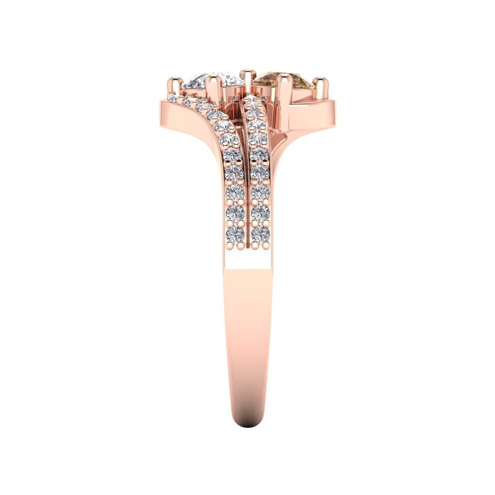 14k Rose Gold Round Brilliant Cut Cognac Diamond Ring 0.76 CTW