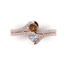 14k Rose Gold Round Brilliant Cut Cognac Diamond Ring 0.76 CTW