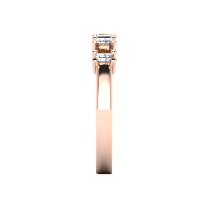 14k Rose Gold Princess Cut Cognac Diamond Band 0.75 CTW