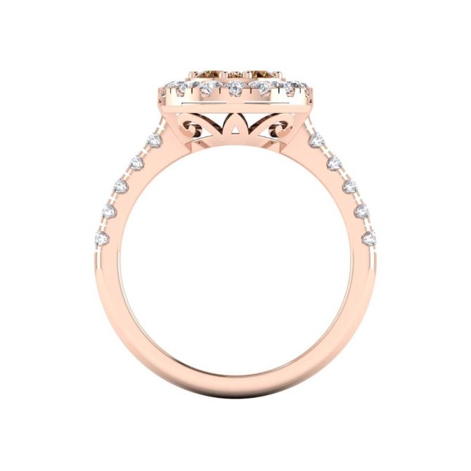 14k Rose Gold Cognac Diamond Ring 0.80 CTW