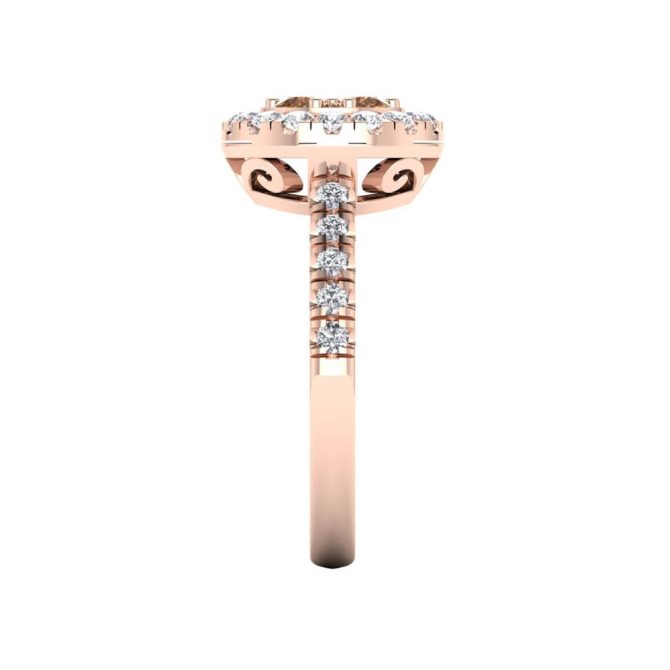 14k Rose Gold Cognac Diamond Ring 0.80 CTW