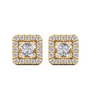 14k Yellow Gold Princesss Cut White Diamond Earrings 0.71 CTW