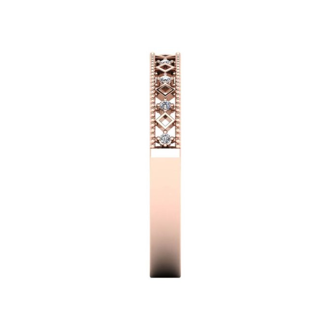 14k Rose Gold White Diamond Victoria Band 0.06 CTW