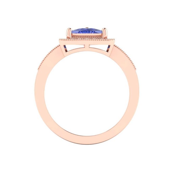 14K Rose Gold Trilliant Cut Tanzanite Ring 1.50 CTW