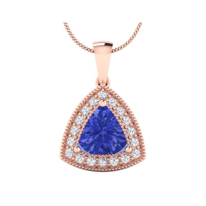 14K Rose Gold Trilliant Cut Tanzanite Pendant .83 CTW