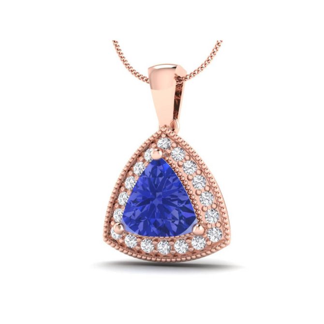 14K Rose Gold Trilliant Cut Tanzanite Pendant .83 CTW