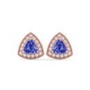 14K Rose Gold Trilliant Cut Tanzanite Earrings 1.11 CTW