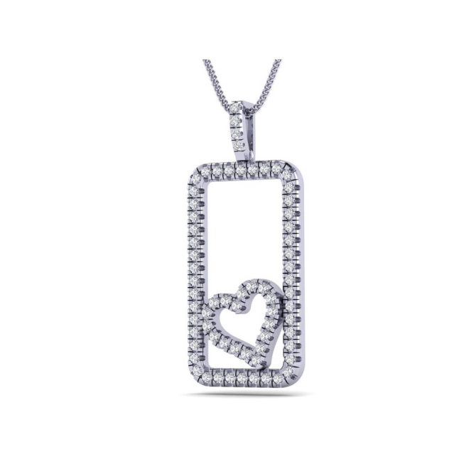 14K White Gold Pendants 0.60 CTW