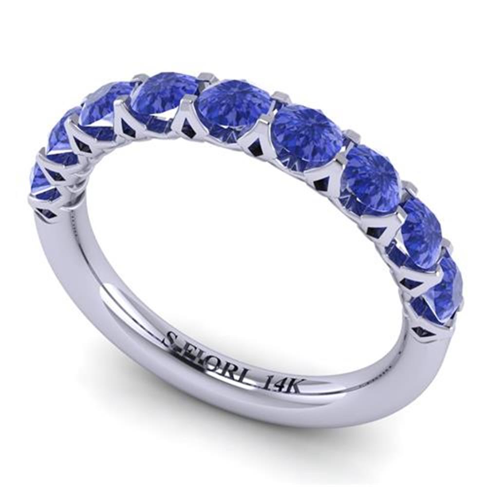 Round Brilliant Cut Tanzanite Rings in 14k White Gold 1.00 Carat